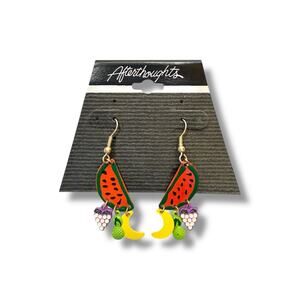 Vintage 1990s Afterthoughts Watermelon Fruit Dangle Earrings NOS